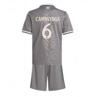 Maglia Calcio Real Madrid Eduardo Camavinga #6 Terza Divisa Bambino 2024-25 Manica Corta (+ pantaloncini)